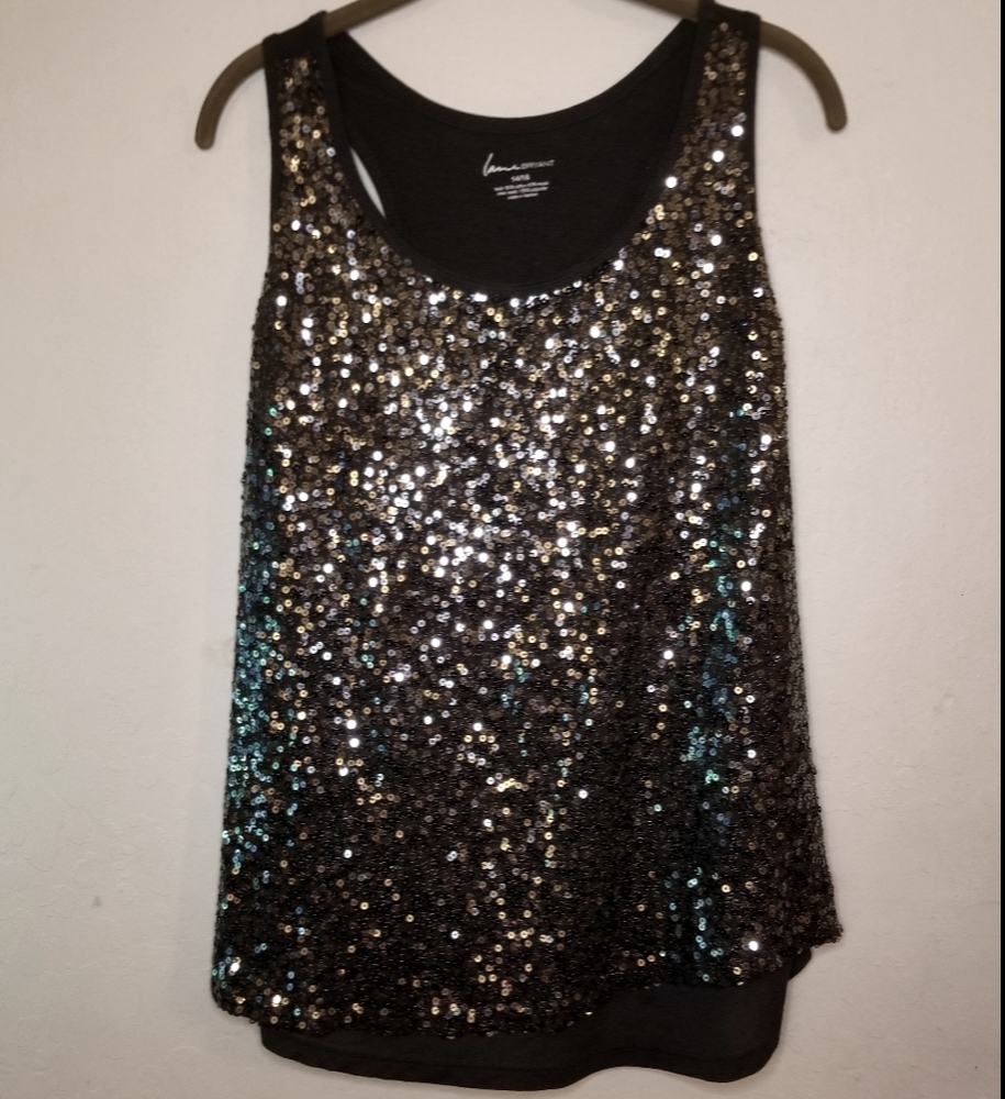 Black Sequin Tank by Lane Bryant